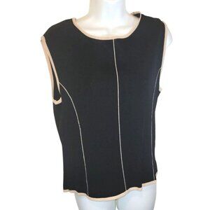 Finity Black Beige Sleeveless Career Knit Shirt Top Blouse Size XL NEW NWT
